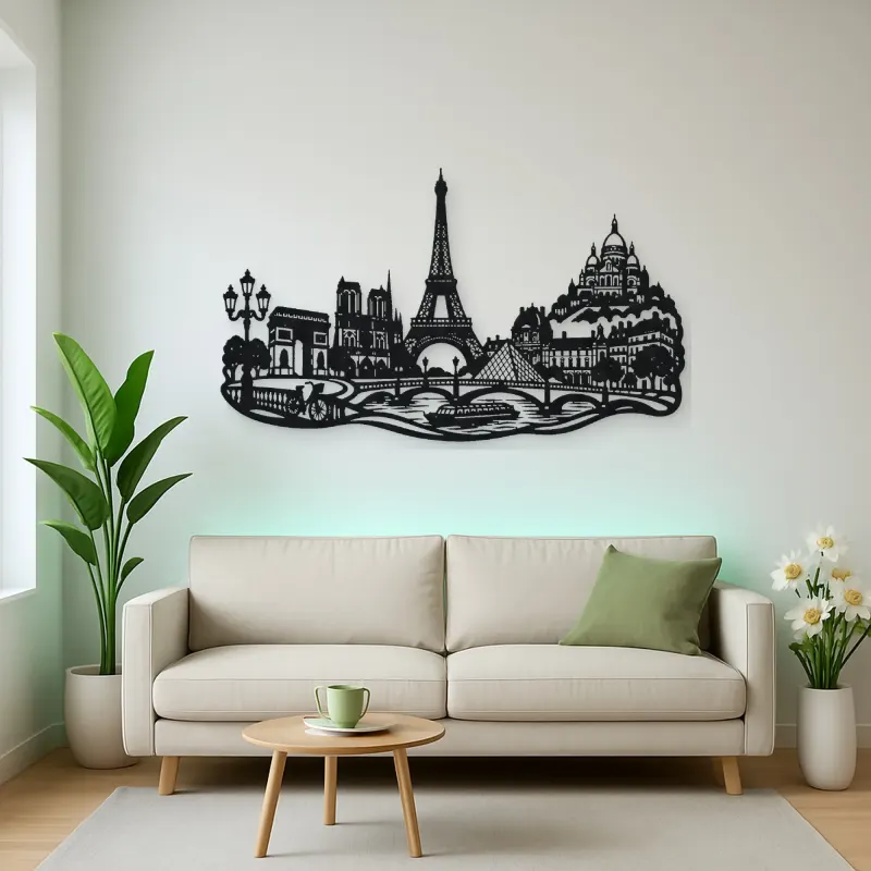 Paris Skyline Flow Metal Wall Art | Travel and City Wall Decor