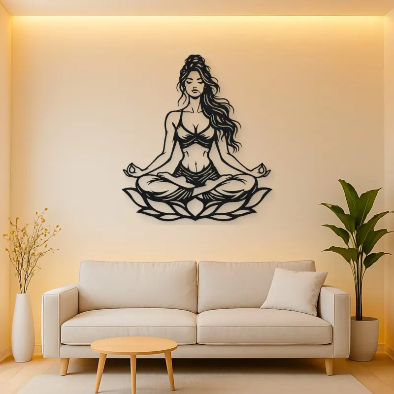 Lotus Meditation Metal Wall Art | Movement Silhouette Decor