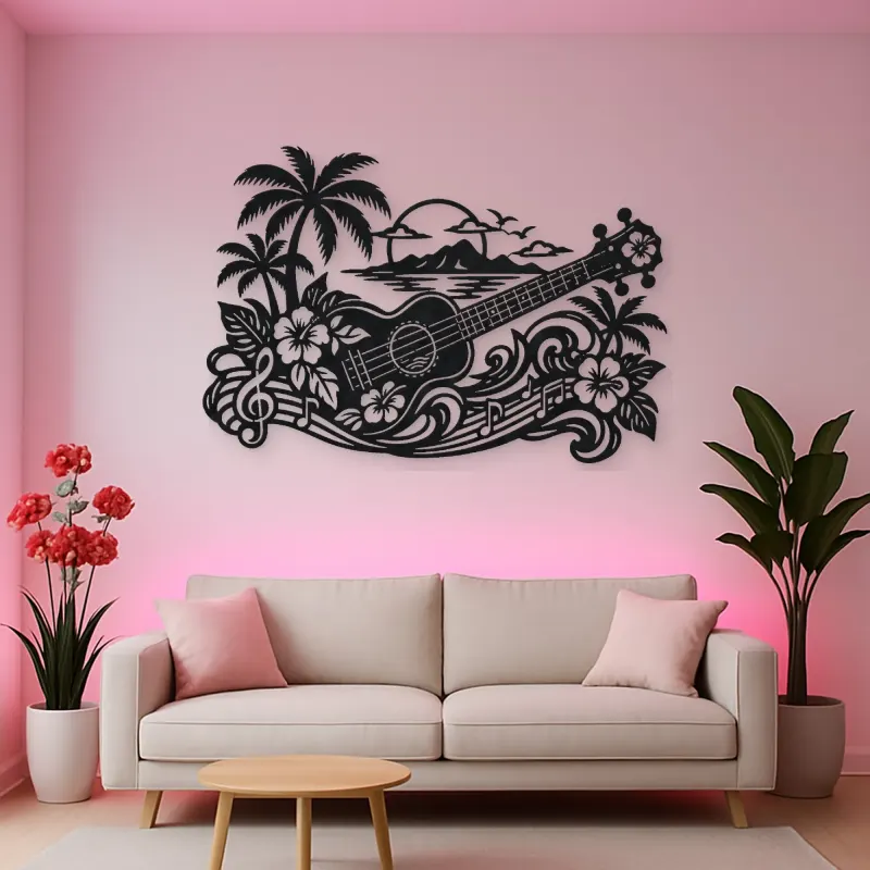 Ukulele Island Flow Metal Wall Art | Music Room Wall Decor