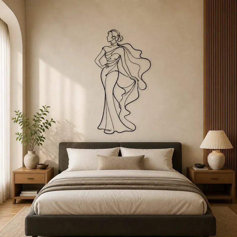 Flowing Scarf Profile Metal Wall Art | Fashion Figure Wall Decor - lifestyle view 5