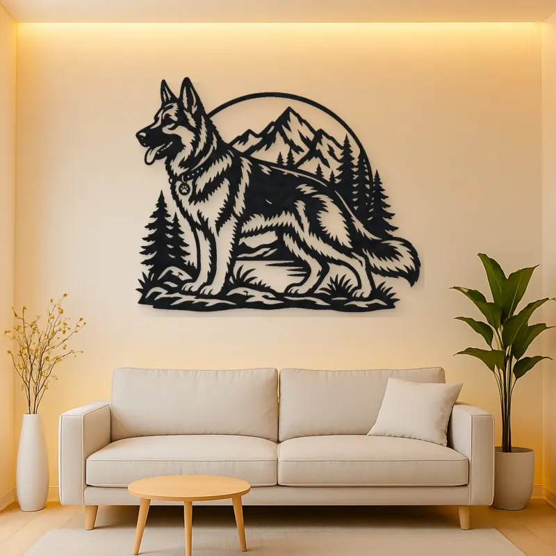 German Shepherd Profile Metal Wall Art | Pet Lover Silhouette Decor