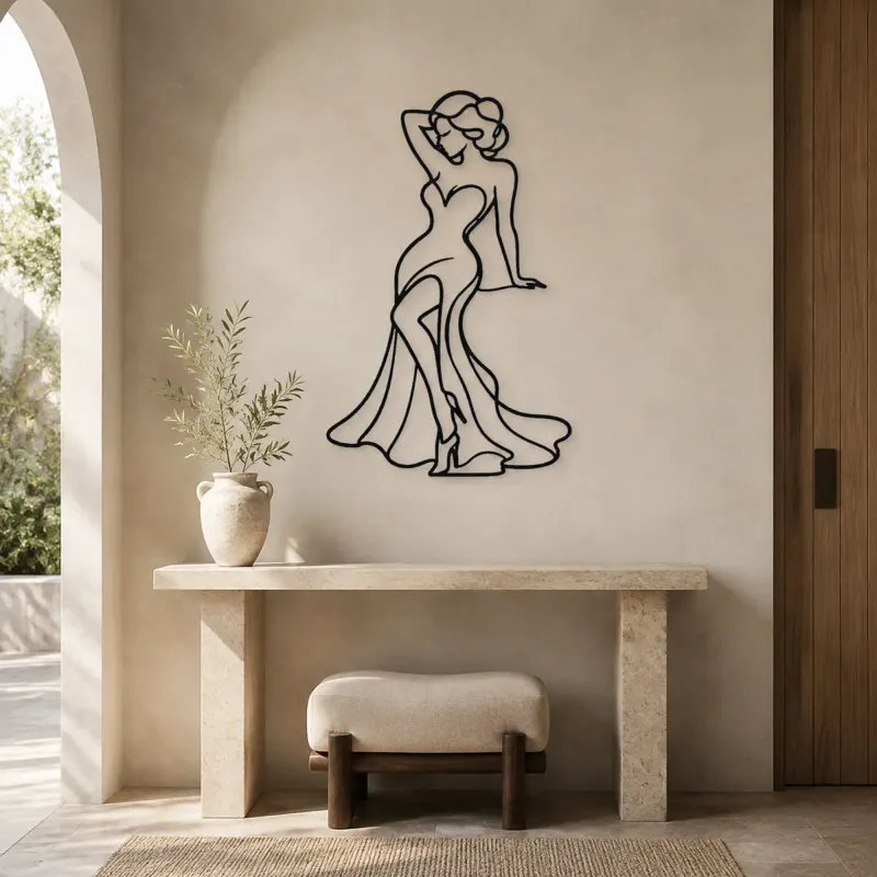 Classic Pinup Silhouette Metal Wall Art | Fashion Figure Wall Decor - lifestyle view 3