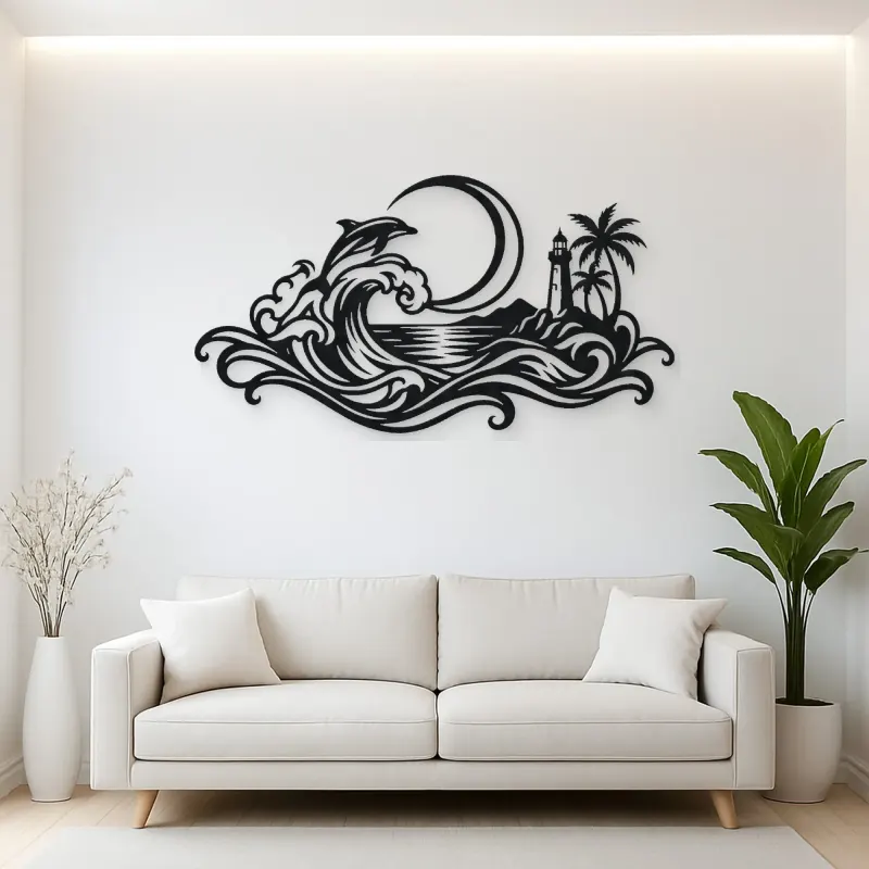 Crescent Moon Tide Metal Wall Art | Coastal and Nautical Wall Decor