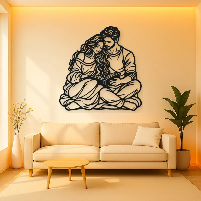 Reading Together Metal Wall Art | Cozy Home Metal Decor