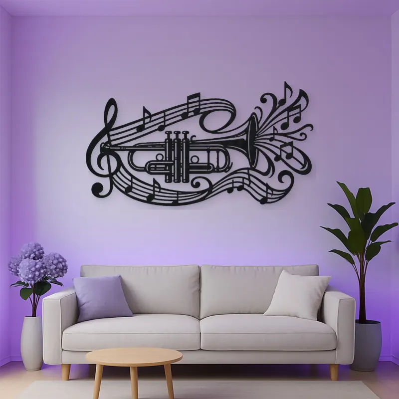 Trumpet Sound Ribbon Metal Wall Art | Music Room Wall Decor