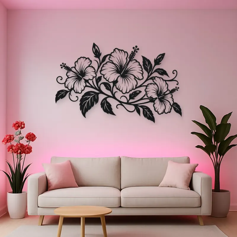 Hibiscus Flow Metal Wall Art | Botanical Metal Wall Decor