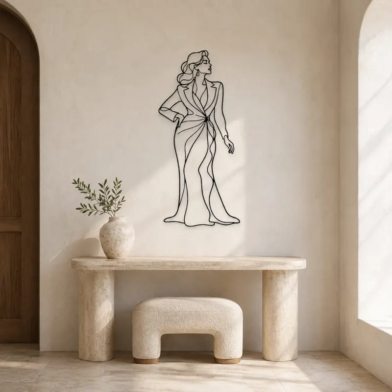 Classic Glamour Pose Metal Wall Art | Fashion Figure Wall Decor - lifestyle view 3