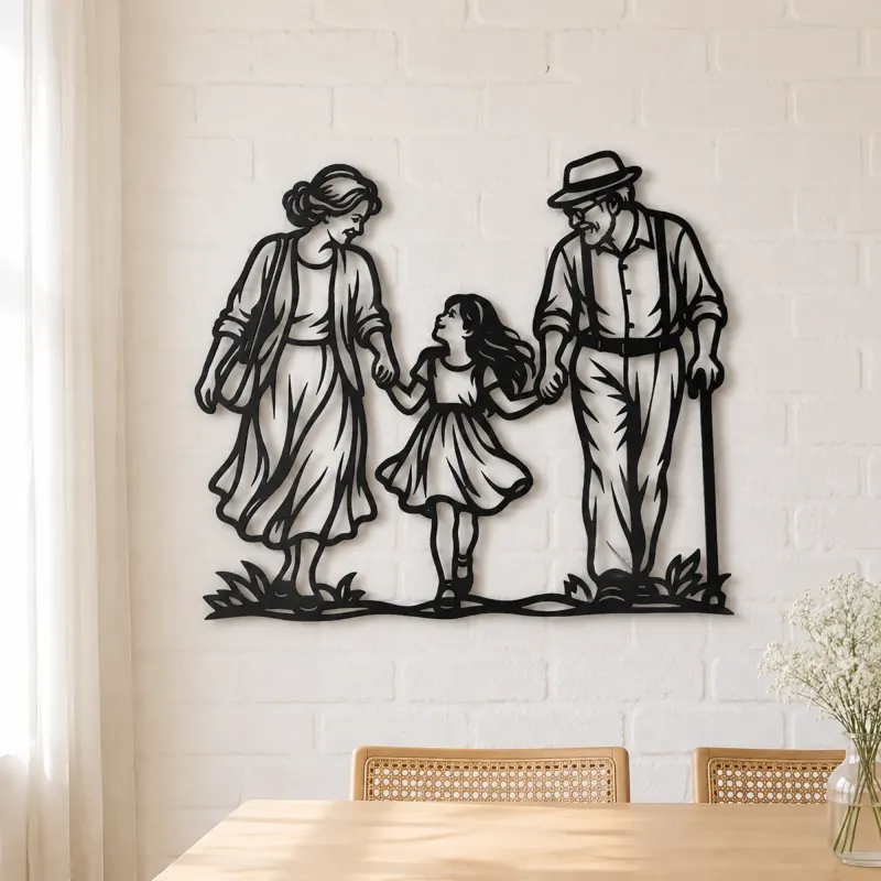 Grandparents Grandchild Metal Wall Art | Family Silhouette Decor - lifestyle view 4