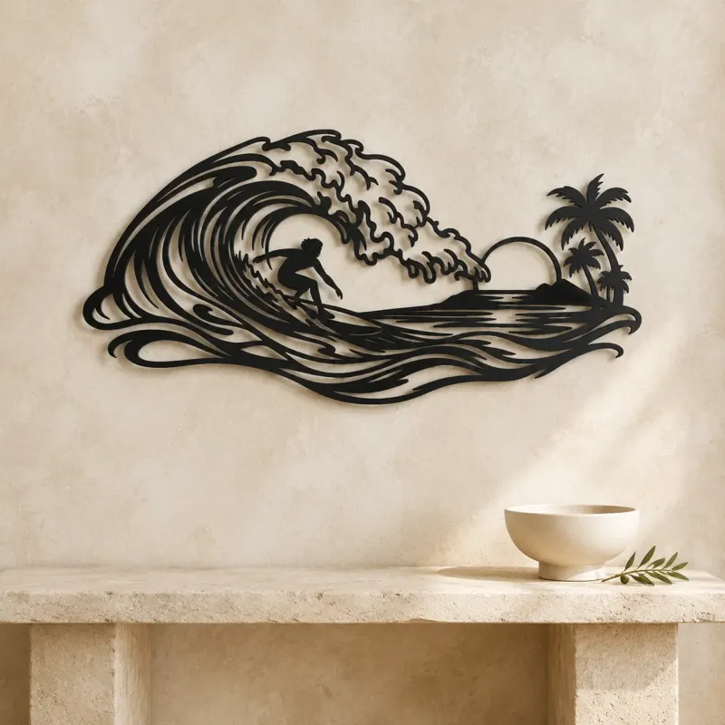 Surfer on the Curl Metal Wall Art | Coastal and Nautical Wall Decor - lifestyle view 3
