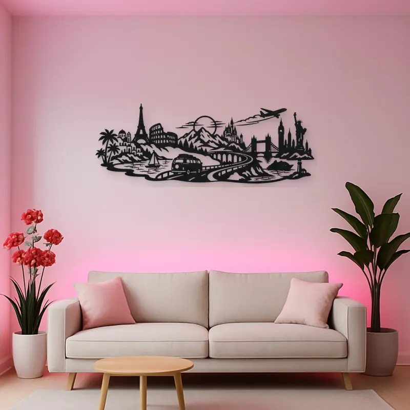 Road Trip Horizon Metal Wall Art | Travel and City Wall Decor
