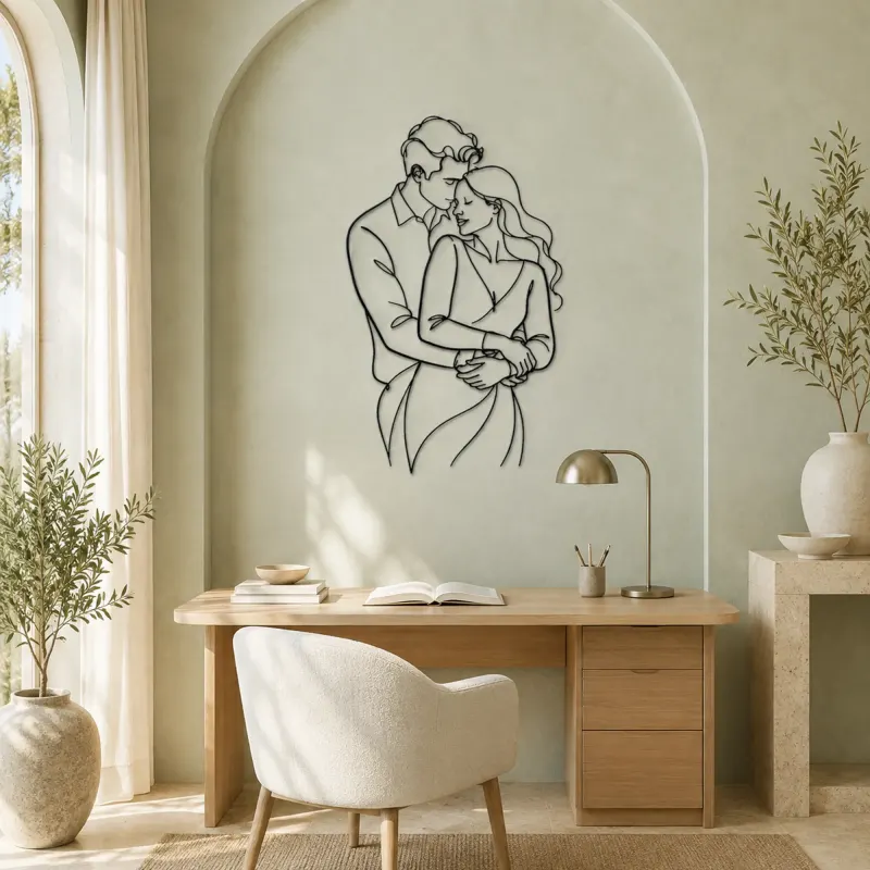 Back Hug Lovers Metal Wall Art | Romantic Couple Decor - lifestyle view 4