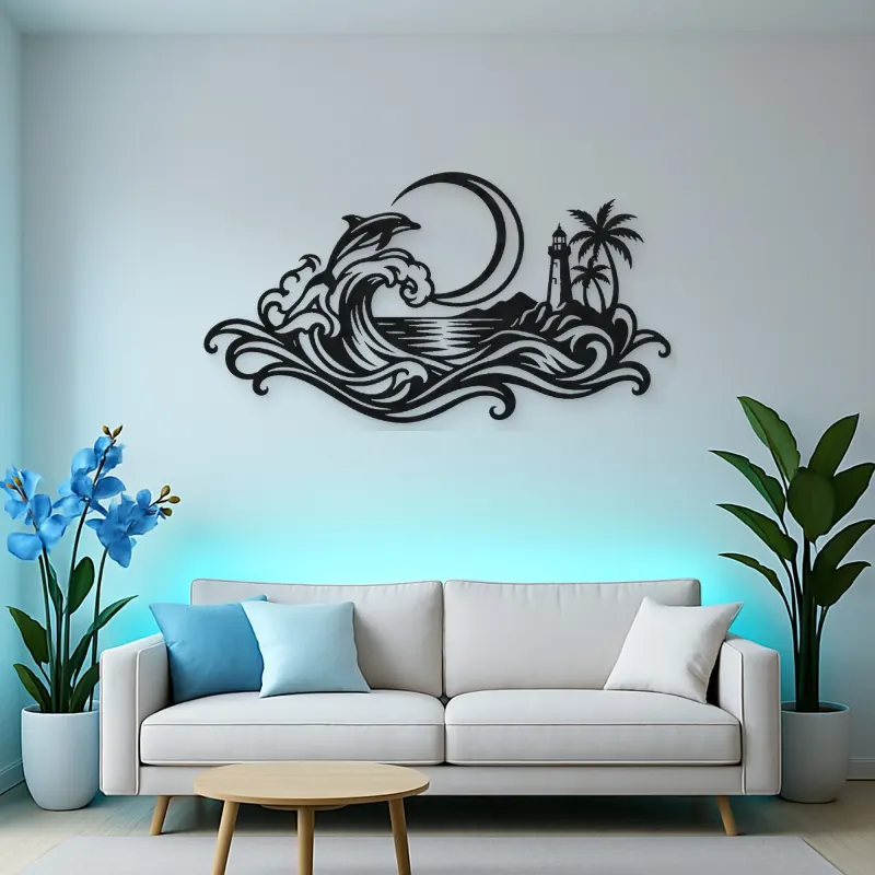 Crescent Moon Tide Metal Wall Art | Coastal and Nautical Wall Decor