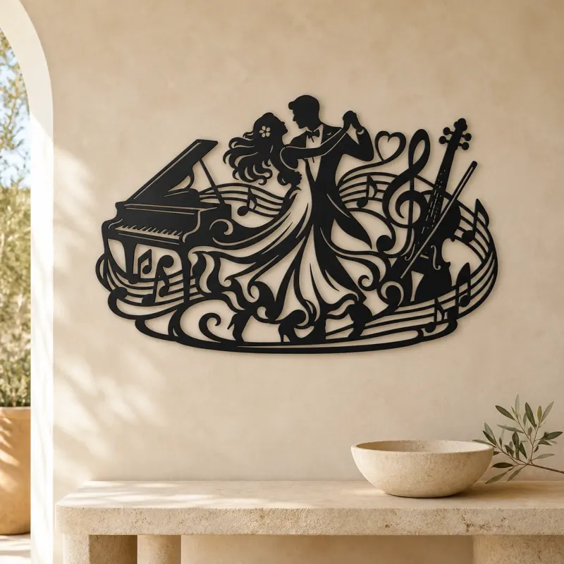 Dancing Couple Music Metal Wall Art | Romantic Couple Decor - lifestyle view 3