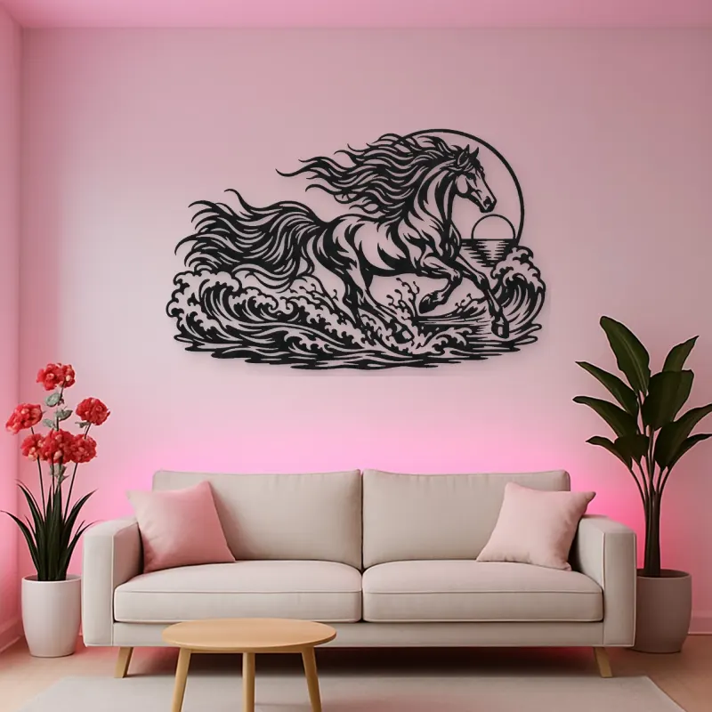 Horse Ocean Gallop Metal Wall Art | Equestrian Wall Decor