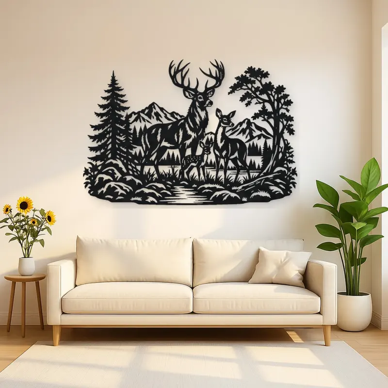 Deer Forest Profile Metal Wall Art | Wildlife Silhouette Decor
