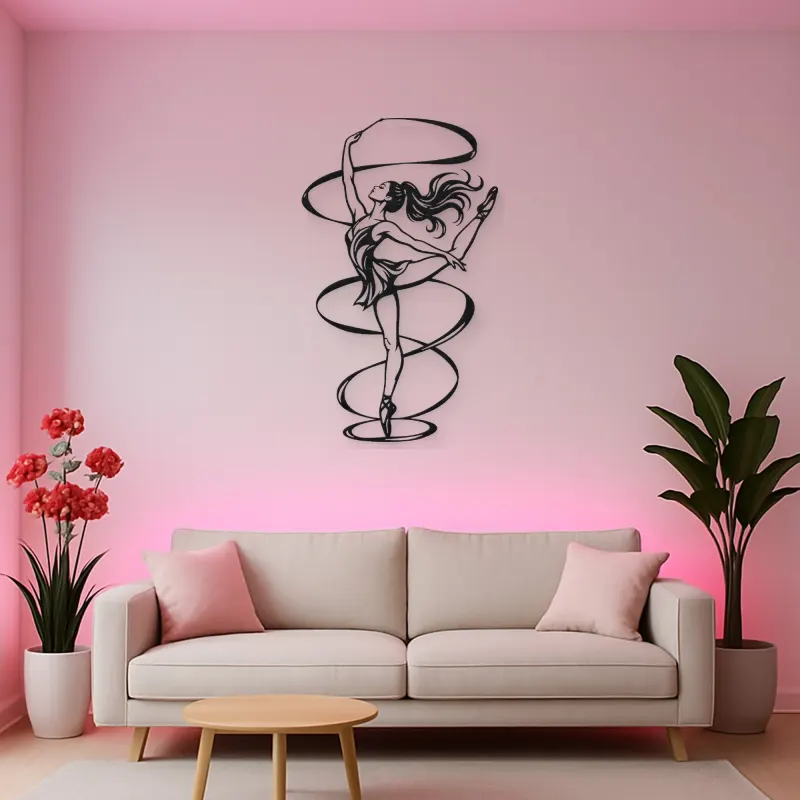 Ribbon Dancer Metal Wall Art | Movement Silhouette Decor