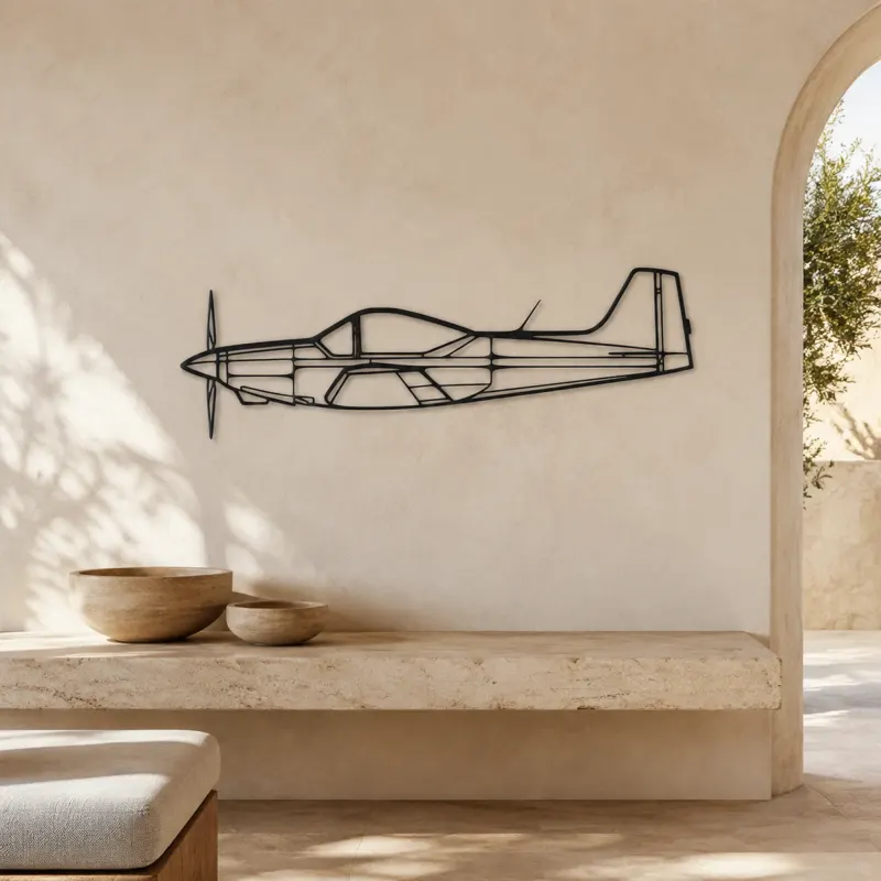 Falco F8L Airplane Silhouette Metal Wall Art, Metal Aircraft Silhouette, Aviation Wall Decor, Aviator Decor - lifestyle view 3