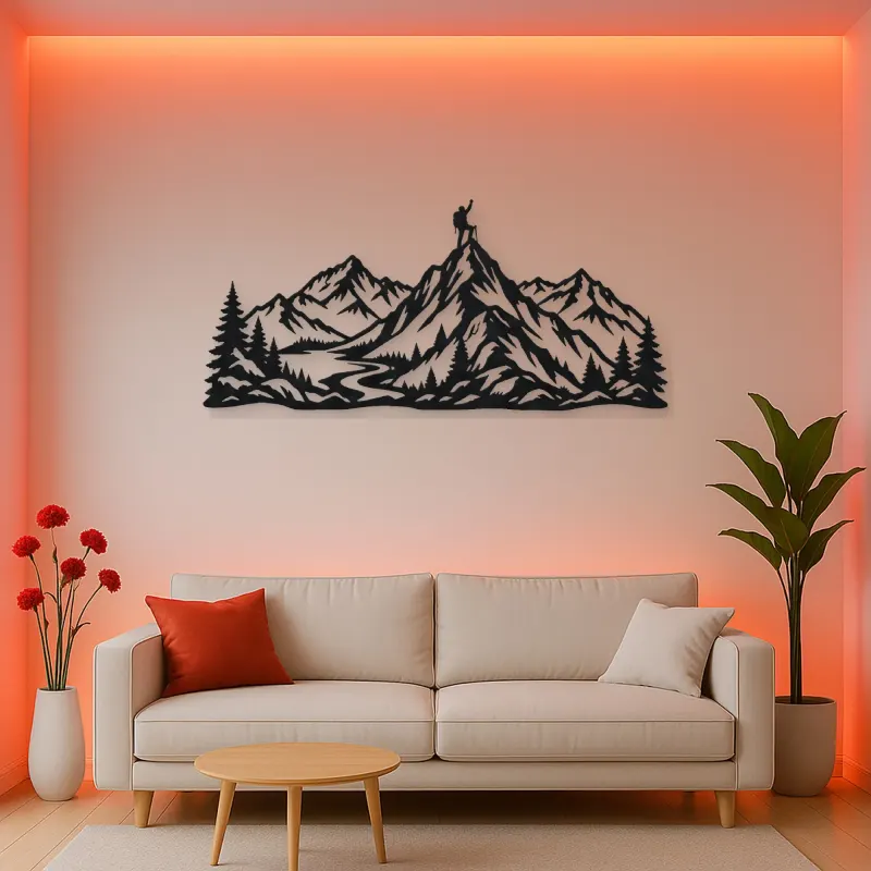 Climber Summit Moment Metal Wall Art | Nature Silhouette Decor
