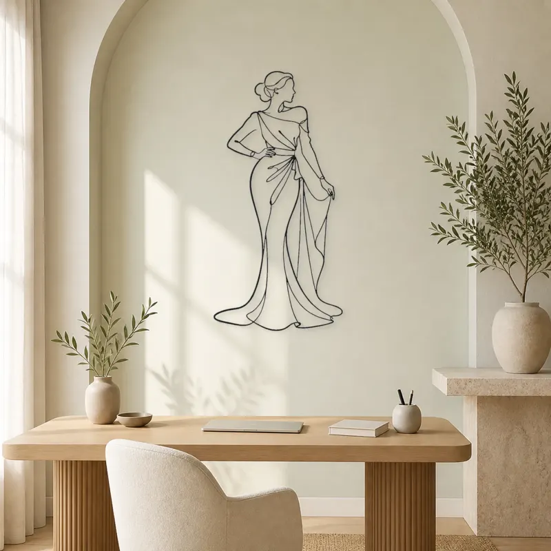 Sculptural Gown Pose Metal Wall Art | Fashion Figure Wall Decor - lifestyle view 4