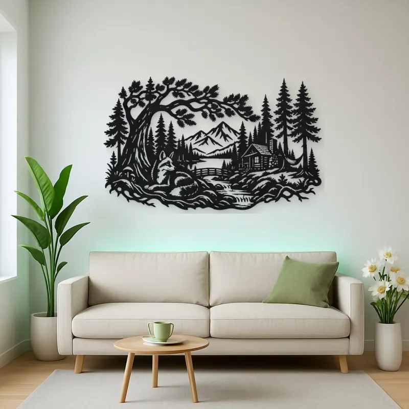 Fox beneath the Trees Metal Wall Art | Wildlife Silhouette Decor