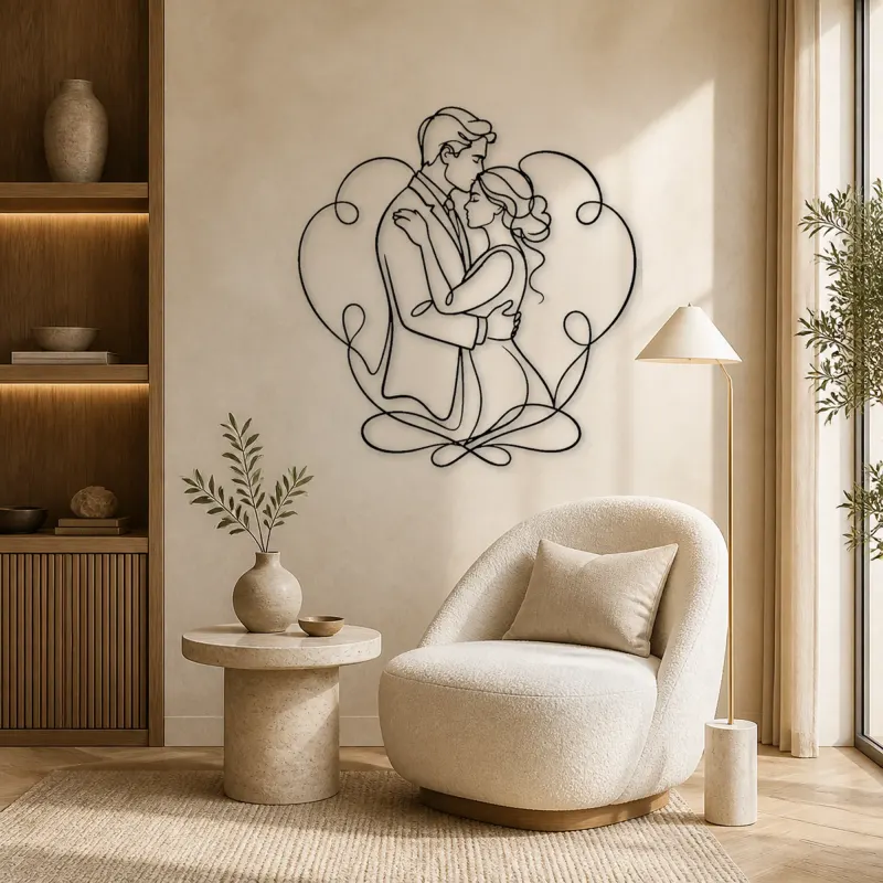 Forehead Kiss Couple Metal Wall Art | Romantic Couple Decor - lifestyle view 5