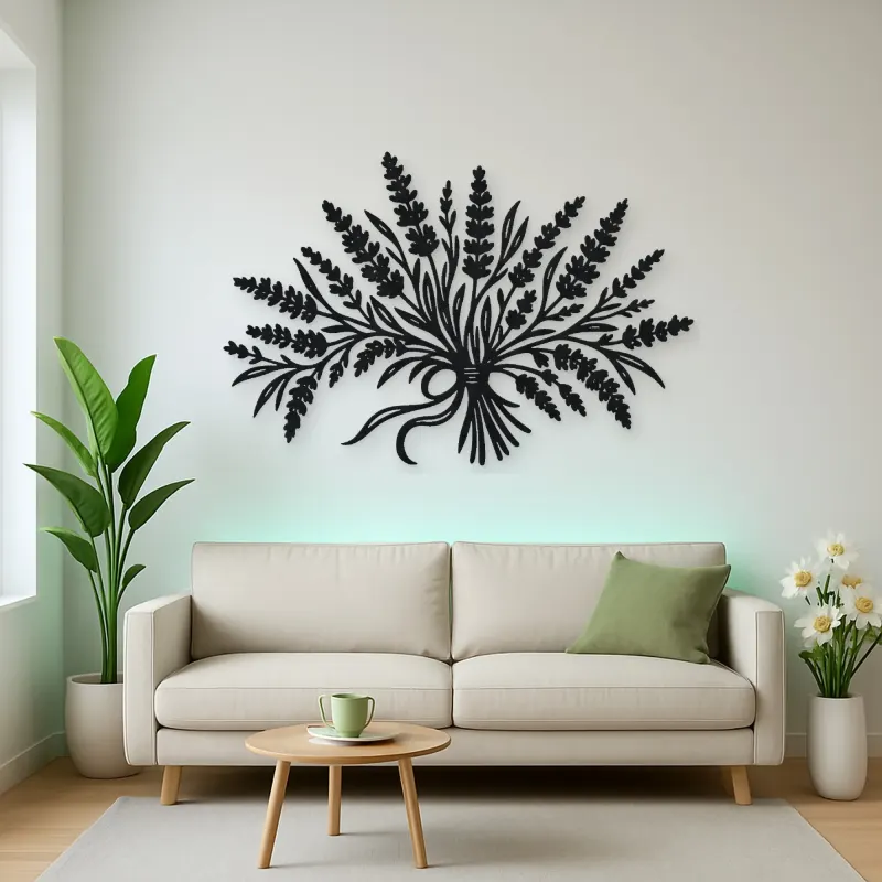 Lavender Bouquet Metal Wall Art | Botanical Metal Wall Decor