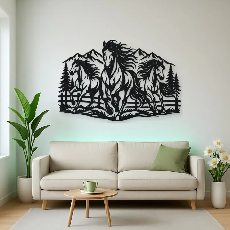 Three Horse Herd Metal Wall Art | Equestrian Wall Decor