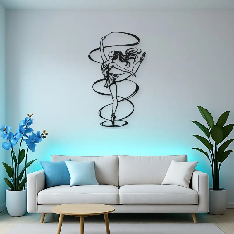 Ribbon Dancer Metal Wall Art | Movement Silhouette Decor