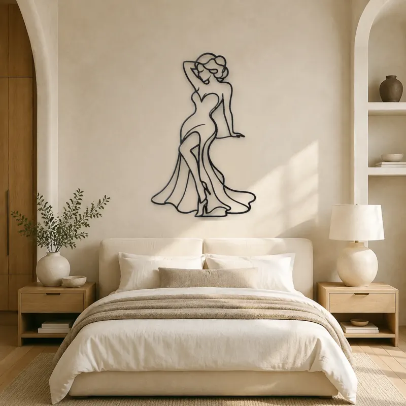 Classic Pinup Silhouette Metal Wall Art | Fashion Figure Wall Decor - lifestyle view 2