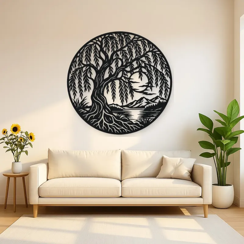 Willow Tree Moon Metal Wall Art | Botanical Metal Wall Decor