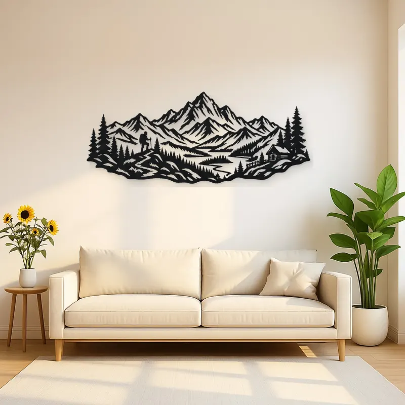 Wild Summit Trail Metal Wall Art | Nature Silhouette Decor