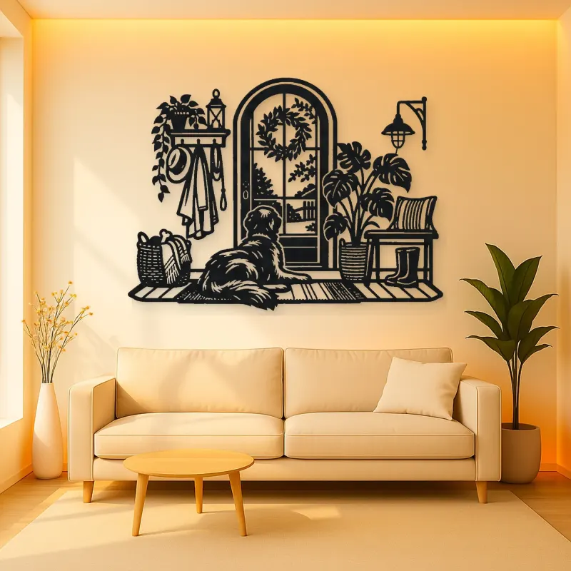 Dog by the Door Metal Wall Art | Pet Lover Silhouette Decor