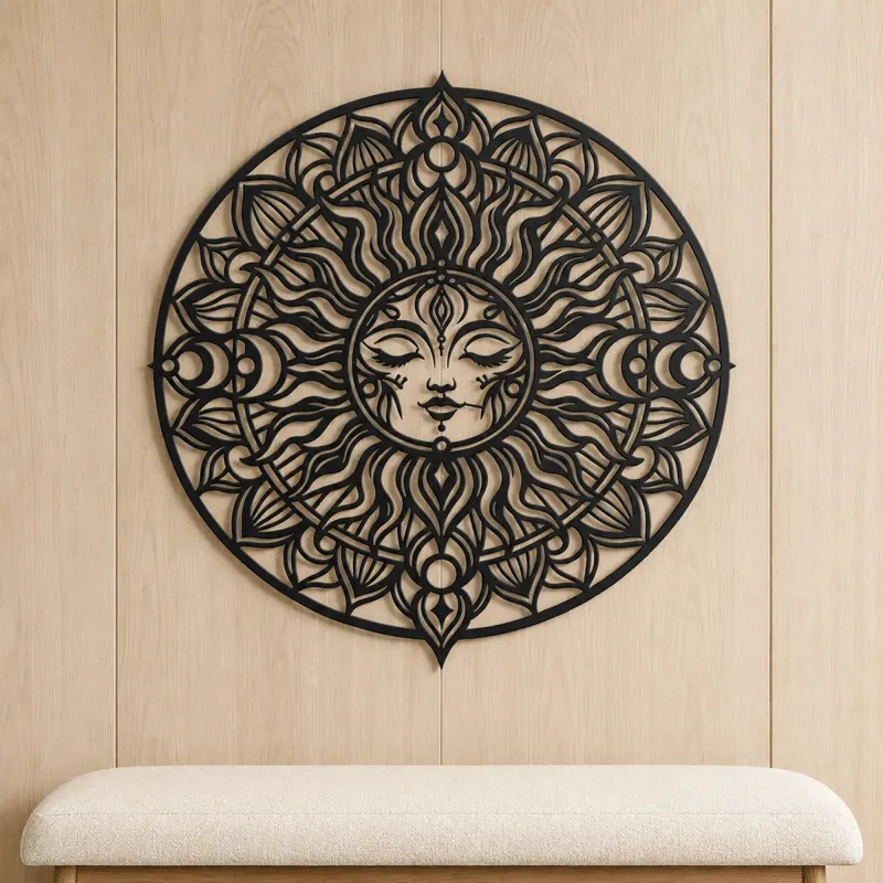 Mandala Sun Metal Wall Art | Spiritual Boho Metal Decor - lifestyle view 5