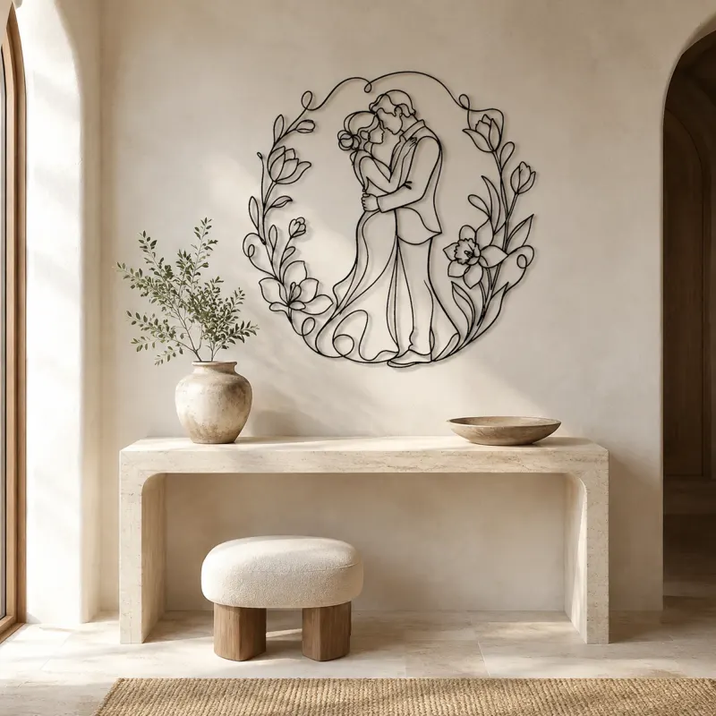 Spring Flower Couple Metal Wall Art | Romantic Couple Decor - lifestyle view 3
