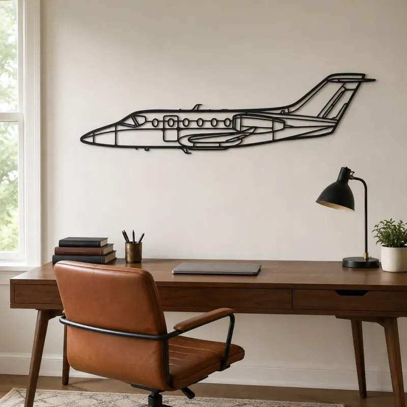 Hawker 400 Airplane Silhouette Metal Wall Art, Metal Aircraft Silhouette, Aviation Wall Decor, Aviator Decor - lifestyle view 4