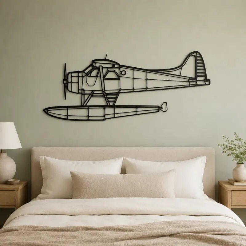 DHC-2 MK III Turbo Beaver Airplane Silhouette Metal Wall Art, Metal Aircraft Silhouette, Aviation Wall Decor, Aviator Decor - lifestyle view 2