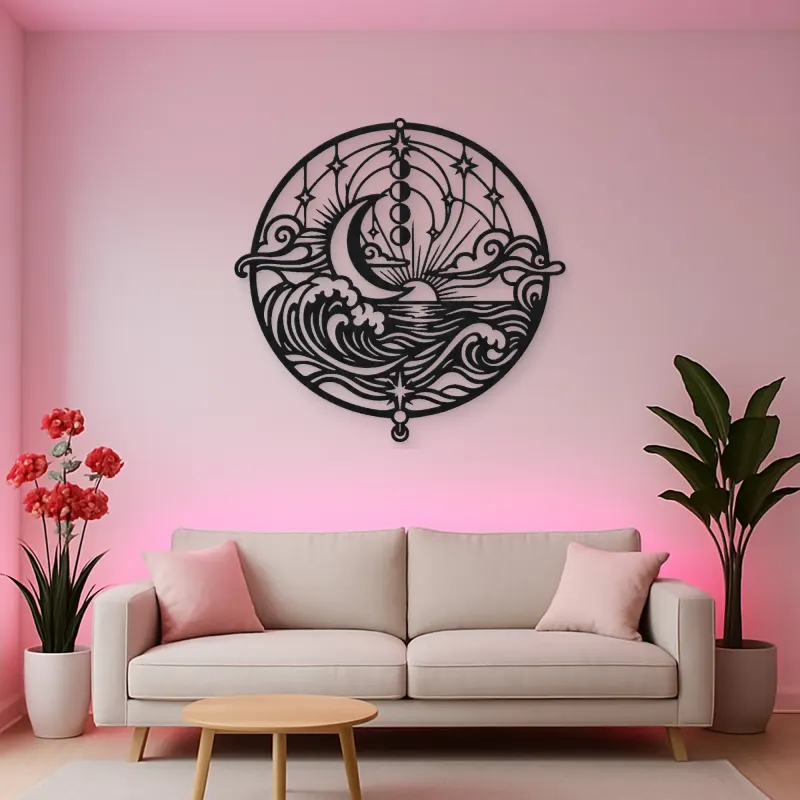 Moon and Ocean Metal Wall Art | Coastal and Nautical Wall Decor