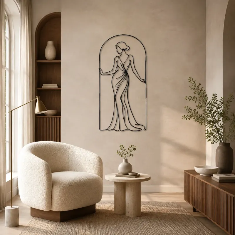 Elegant Arch Silhouette Metal Wall Art | Fashion Figure Wall Decor - lifestyle view 5