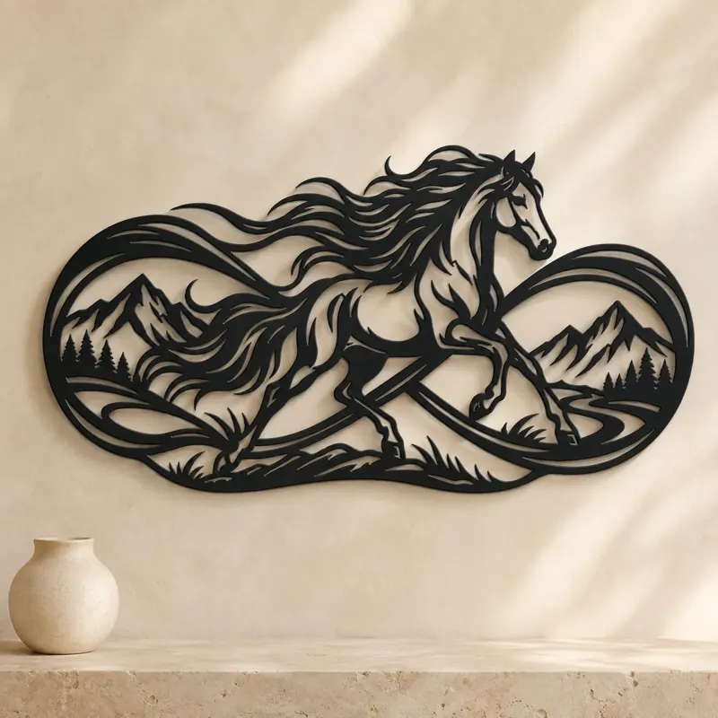 Infinite Horse Line Metal Wall Art | Equestrian Wall Decor - lifestyle view 3