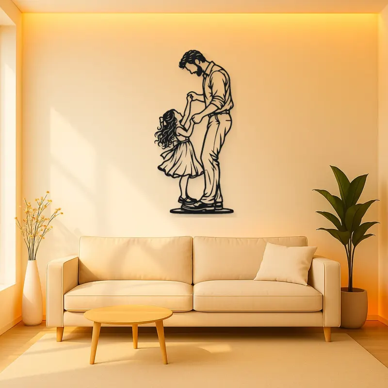 Father Daughter Dance Metal Wall Art | Family Silhouette Decor