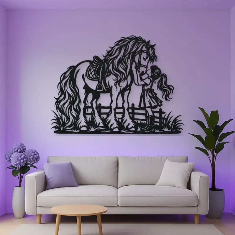 Pony and Child Metal Wall Art | Equestrian Wall Decor