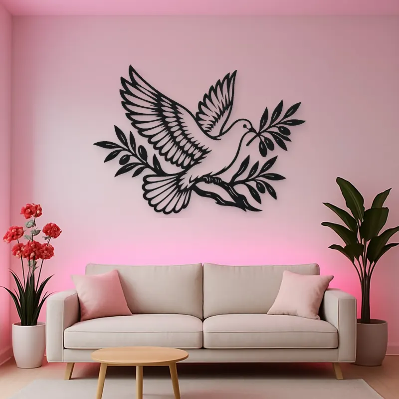 Dove Olive Branch Metal Wall Art | Wildlife Silhouette Decor