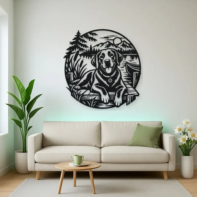 Labrador Lakeside Metal Wall Art | Pet Lover Silhouette Decor