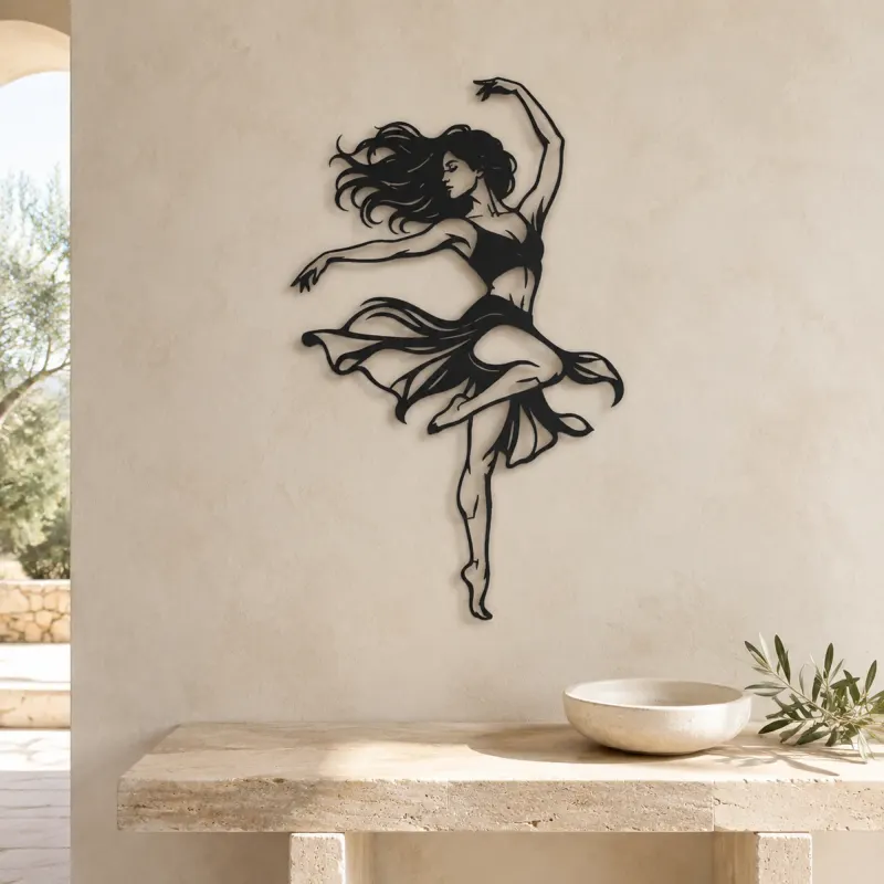 Contemporary Dance Turn Metal Wall Art | Movement Silhouette Decor - lifestyle view 3
