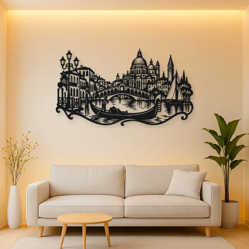 Venice Gondola Curve Metal Wall Art | Travel and City Wall Decor