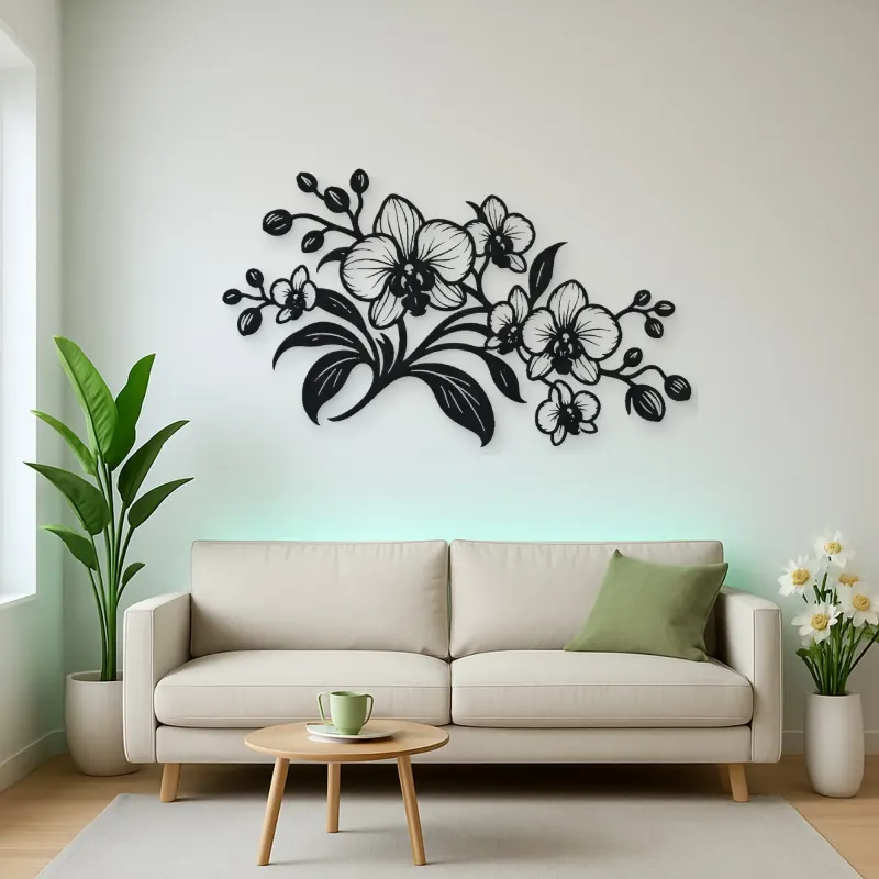 Orchid Elegance Metal Wall Art | Botanical Metal Wall Decor