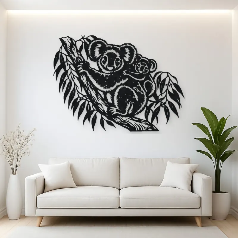 Koala Eucalyptus Metal Wall Art | Wildlife Silhouette Decor