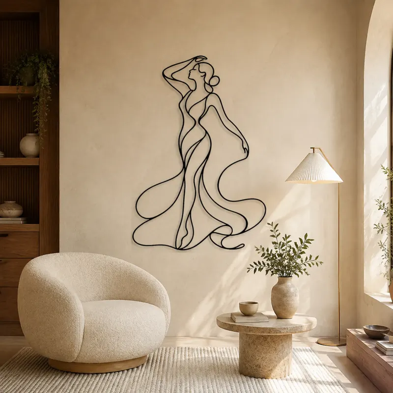 Ribbon Body Flow Metal Wall Art | Feminine Figure Wall Decor - lifestyle view 5