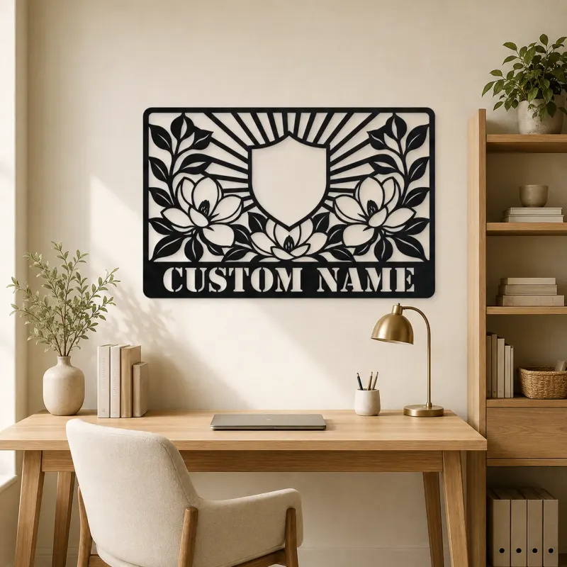 Personalized Magnolia Monogram Metal Wall Art - lifestyle view 4