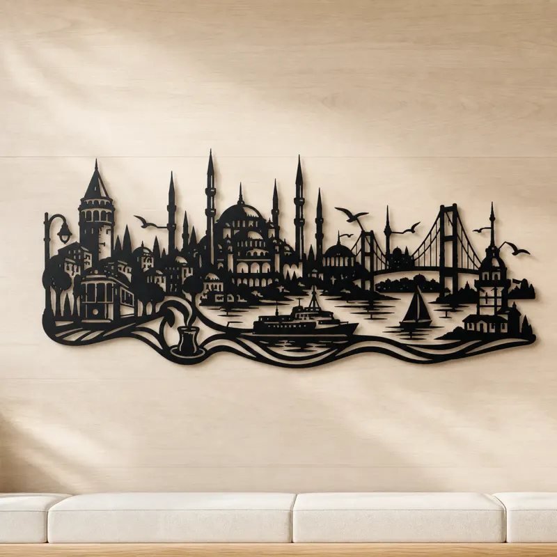 Istanbul Skyline Flow Metal Wall Art | Travel and City Wall Decor - lifestyle view 5